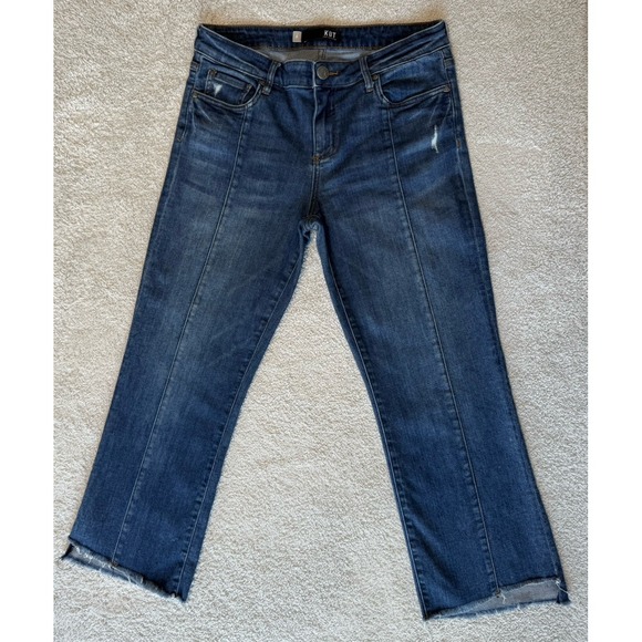 Kut From The Kloth Kelsey Ankle Flare Raw Hem Denim Jeans Women's Size 6 - Picture 1 of 9